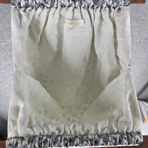 LOVESHACKFANCY MCKENNA GRAND HANDLE BAG COTTON LINEN FLORAL W/ SOLID WOOD HANDLE - Picture 11 of 11